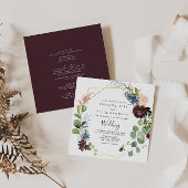Burgundy Gold Geometric Front & Back Wedding Kaart