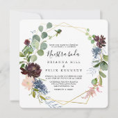 Burgundy Gold Geometric Nuestra Boda Wedding Kaart (Voorkant)