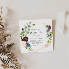 Burgundy Gold Geometric Nuestra Boda Wedding Kaart