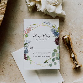Burgundy Gold Geometric RSVP