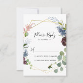 Burgundy Gold Geometric RSVP Kaartje (Voorkant)