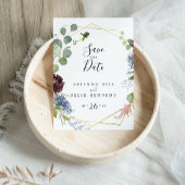 Burgundy Gold Geometric slaat de datum op Briefkaart