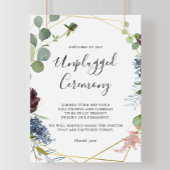 Burgundy Gold Geometric Unplugged Ceremony Sign Poster