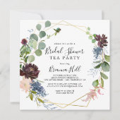 Burgundy Gold Geometric Vrijgezellenfeest Tea Part Kaart (Voorkant)