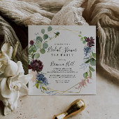 Burgundy Gold Geometric Vrijgezellenfeest Tea Part Kaart