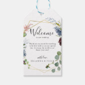 Burgundy Gold Geometric Weddenschap Welkom Cadeaulabel (Voorkant)