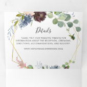 Burgundy Gold Geometric Wedding Drieluik Uitnodiging (Binnenzijde eerst)