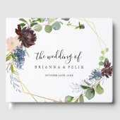 Burgundy Gold Geometric Wedding Gastenboek (Voorkant)