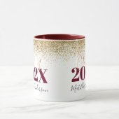 Burgundy gold glitter afstuderen elegant script mu mok (Midden)