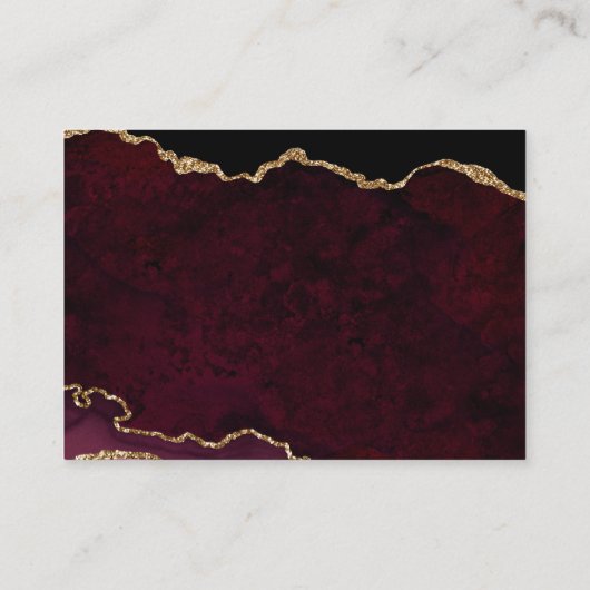 Burgundy Gold Glitter Agate Accommodations Informatiekaartje (Achterkant)