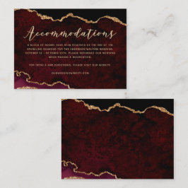 Burgundy Gold Glitter Agate Accommodations Informatiekaartje