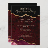 Burgundy Gold Glitter Agate Bachelorette Kaart (Voorkant / Achterkant)