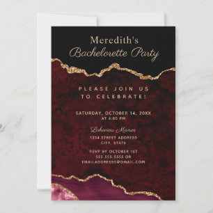 Burgundy Gold Glitter Agate Bachelorette Kaart