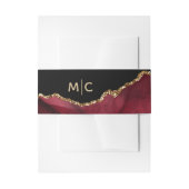 Burgundy Gold Glitter Agate Geode Monogram Weddens Uitnodigingen Wikkel (Voorkant Voorbeeld)
