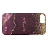 Burgundy Gold Glitter Agate - Gepersonaliseerd Case-Mate iPhone Case (Achterkant (Horizontaal))