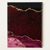 Burgundy Gold Glitter Agate Personalized Planner (Achterkant)