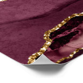 Burgundy Gold Glitter Agate Weddenschap Welkomstte Poster (Hoek)