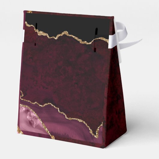 Burgundy Gold Glitter Agate Wedding Bedankdoosjes (Achterkant)