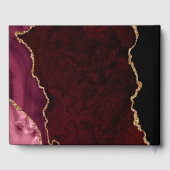 Burgundy Gold Glitter Agate Wedding Gastenboek (Achterkant)