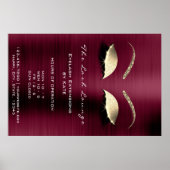 Burgundy Gold Glitter Branding Beauty Lashes Glam Poster (Voorkant)