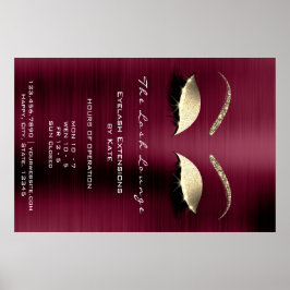 Burgundy Gold Glitter Branding Beauty Lashes Glam Poster
