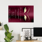 Burgundy Gold Glitter Branding Beauty Lashes Glam Poster (Thuiskantoor)