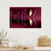 Burgundy Gold Glitter Branding Beauty Lashes Glam Poster (Keuken)