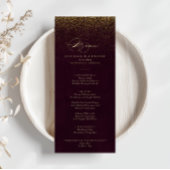 Burgundy Gold Glitter Calligraphy Dinner Menu