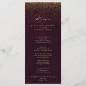 Burgundy Gold Glitter Calligraphy Dinner Menu (Voorkant)