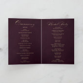 Burgundy Gold Glitter Calligraphy Folded Wedding Programma (Binnen)