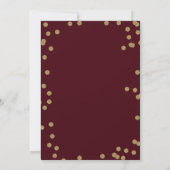 Burgundy Gold Glitter Confetti Elegant Wedding Kaart (Achterkant)