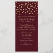 Burgundy Gold Glitter Confetti Elegant Wedding Programmakaart (Voorkant)