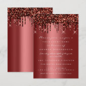 Burgundy Gold Glitter Drips Bridal Sweet 16th Kaart (Voorkant / Achterkant)