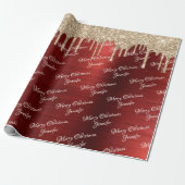 Burgundy Gold Glitter Driving kerstnaam Cadeaupapier (Uitgerold)