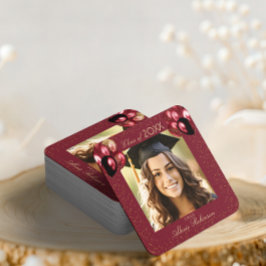 Burgundy Gold Glitter Graduation Party Photo Kartonnen Onderzetters