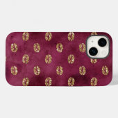 Burgundy Gold Glitter Kisses Lips Case-Mate iPhone Case (Achterkant (horizontaal))