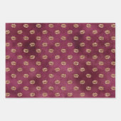 Burgundy Gold Glitter Kisses Lips Inpakpapier Vel (Voorkant)
