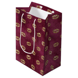 Burgundy Gold Glitter Kisses Lips Medium Cadeauzakje