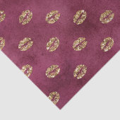 Burgundy Gold Glitter Kisses Lips Tissuepapier (Detail)