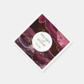 Burgundy Gold Glitter Marble Wedding Napkins Servet (Hoek)