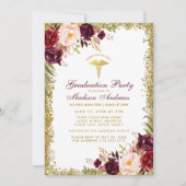 Burgundy Gold Glitter Medical Afstudeerder Party I Kaart (Voorkant)