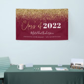 Burgundy gold glitter script class van afstuderen spandoek (Beurs)