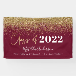Burgundy gold glitter script class van afstuderen spandoek