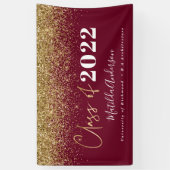 Burgundy gold glitter script class van afstuderen spandoek (Verticaal)