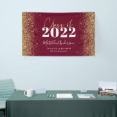 Burgundy gold glitter script class van afstuderen spandoek (Beurs)