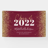 Burgundy gold glitter script class van afstuderen spandoek (Horizontaal)