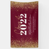 Burgundy gold glitter script class van afstuderen spandoek (Verticaal)