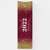 Burgundy gold glitter script class van afstuderen spandoek (Verticaal)