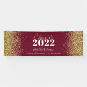 Burgundy gold glitter script class van afstuderen spandoek (Horizontaal)
