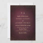 Burgundy Gold Glitter Simple Monogram bruiloft Kaart (Voorkant)